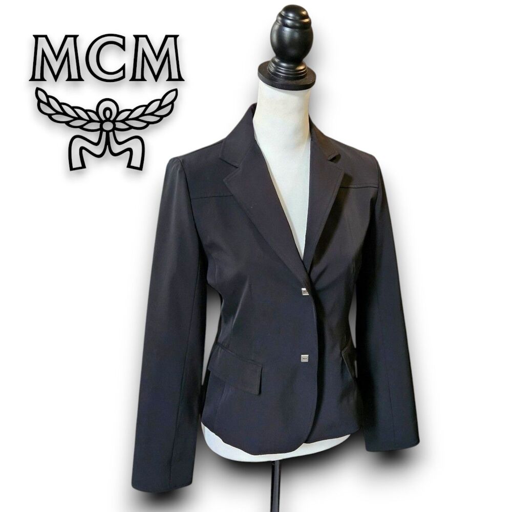 MCM (Authentic) Sleek Black Single Breasted Blazer Suit Lined Jacket, Size M/6-8